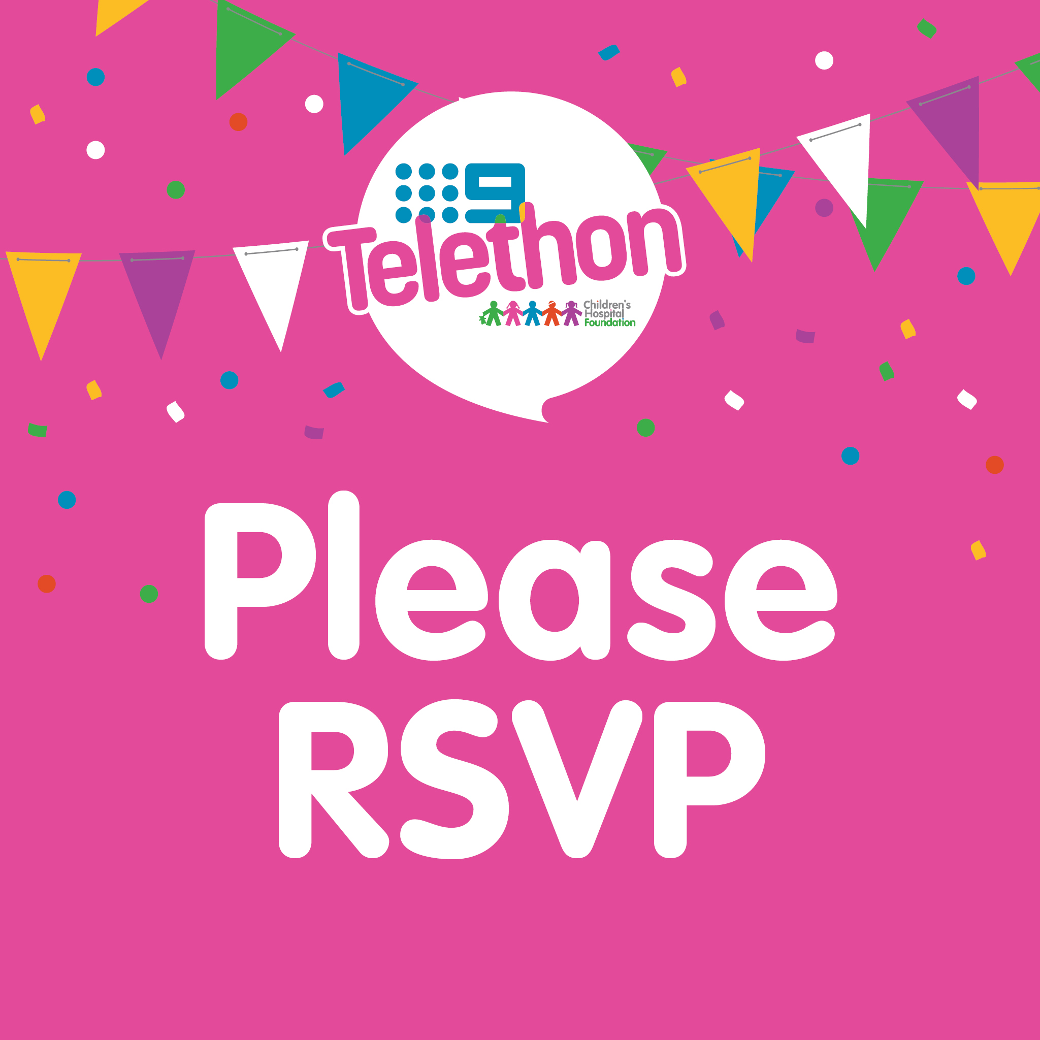 Please RSVP - Telethon Party Social Tile